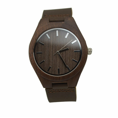 Walnut Wooden Wrist Watch With Leather Strap
