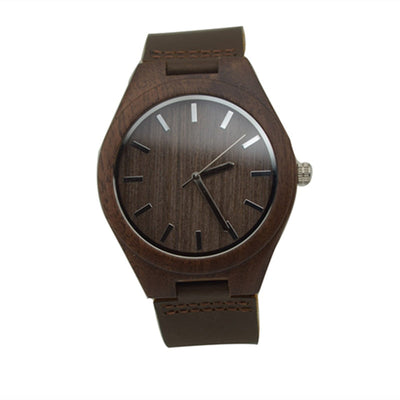 Walnut Wooden Wrist Watch With Leather Strap